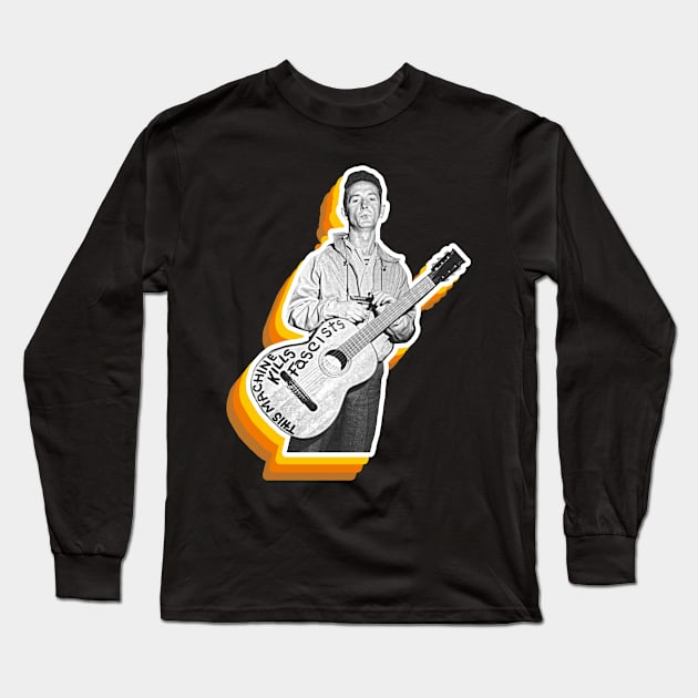 Woody Guthrie Retro Fade Long Sleeve T-Shirt by darklordpug